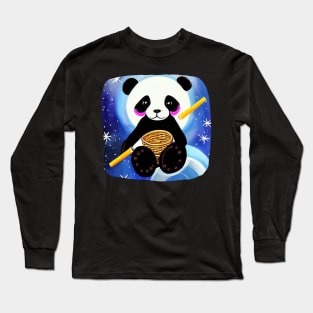 Panda In Space From Future - Adorable Panda - Kawaii Panda Long Sleeve T-Shirt